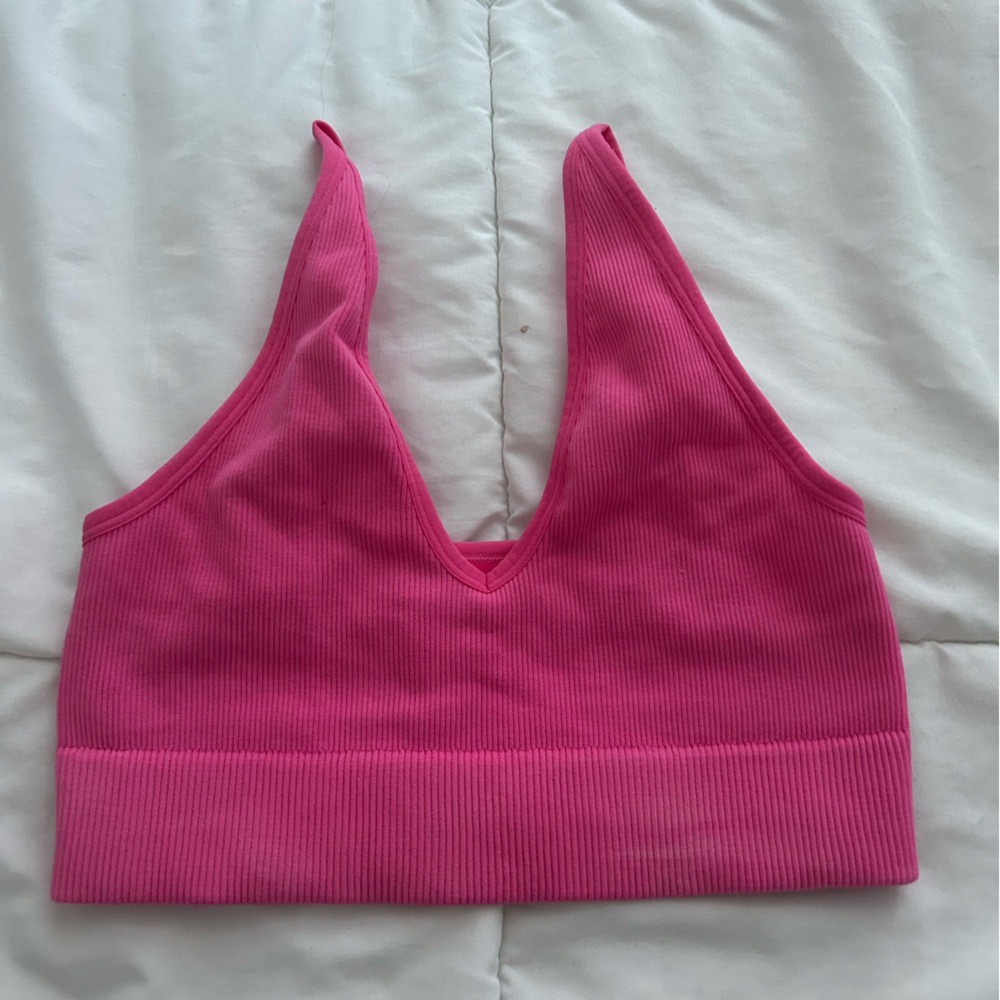 Pink Ribbed Crop Top
